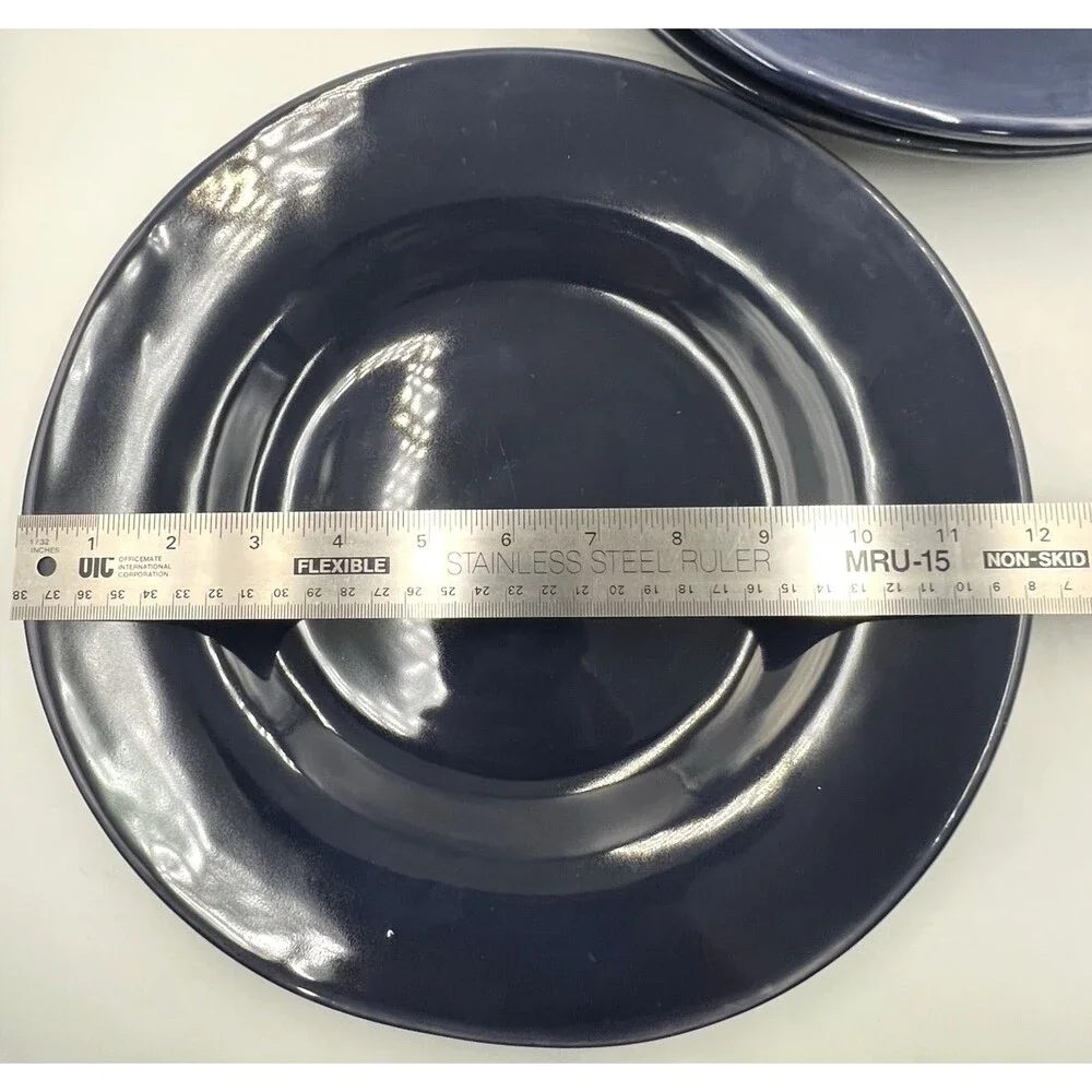 4 Dinner Plates Pottery Barn Sausalito Sapphire Blue Ceramic 12